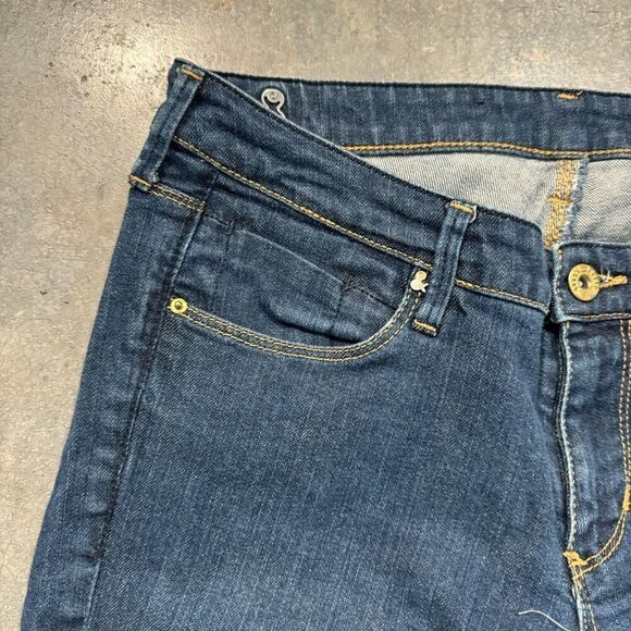 H&M Women's Mid-Rise Straight-Leg Skinny Fit Denim Jeans Blue Dark-Wash Size 28 - Picture 6 of 14